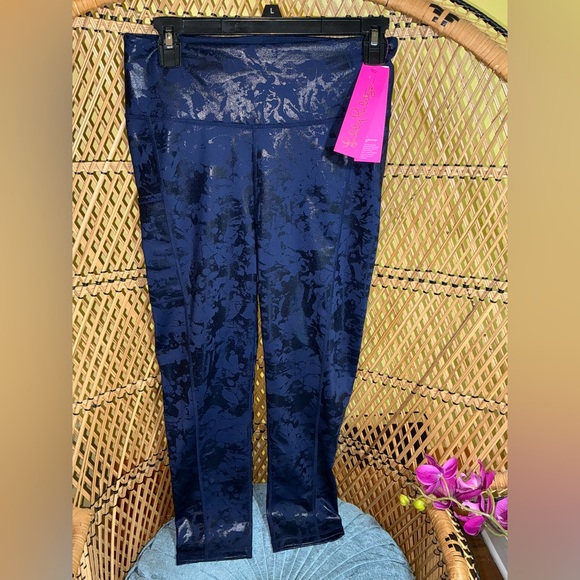 Lilly Pulitzer NWT Weekender Leggings True Navy Foil Size M - Picture 2 of 9